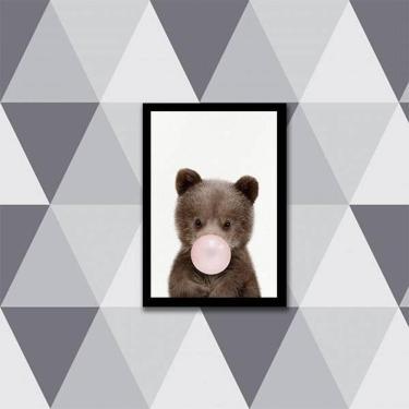 Imagem de Quadro Ursinho Chicletes 45X34Cm - Com Vidro Moldura Preta