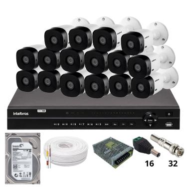 Imagem de Kit 16 Câmeras 1120b Intelbras Dvr Intelbras Mhdx 1232 Hd 3tb