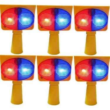 Imagem de Sinalizador Viario Solar Kit 6 Duas Cores Estrada Alerta Transito Aten