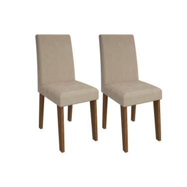 Imagem de Cadeira Sala de Jantar Milena Kit 2 Un Savana/Nature-Suede Nude Bege - Cimol