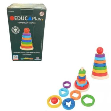 Imagem de Brinquedo Montessori Torre Multi Encaixe Educa Play Polibrinq  - STAR 