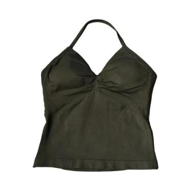 Imagem de Top Esportivo Feminino Com Decote Halter, Sem Costas, Com Efeito Push-