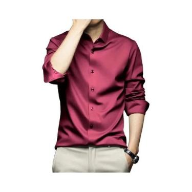 Imagem de Camisa De Trabalho Masculina Slim Fit De Manga Longa, Não Amassa, Core