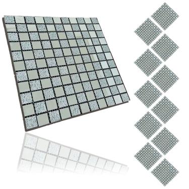 Imagem de Pastilha De Vidro Kit 11 Uni Adesiva Parede Cozinha Sala Banheiro Decorativa Moderna Requintado Reforma Aplicacao Facil