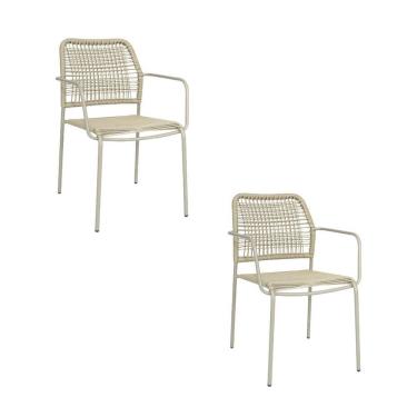 Imagem de Kit com 2 Cadeiras Aço Carbono e Corda Náutica para Área Externa Copacabana  Cinza