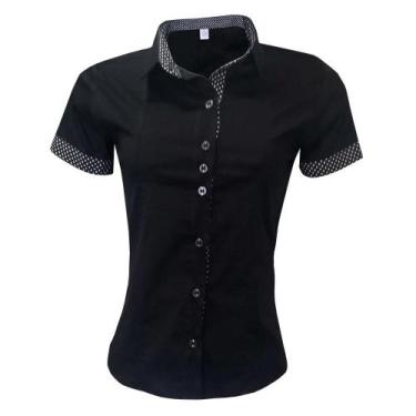 Imagem de Camisa Social Feminina Manga Curta Preta - Lojas Vicenttino, P