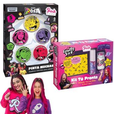 Imagem de Kit Maquiagem E Pinta Mechas Dos Rosa Emilly Vick Katlen - Brink Model