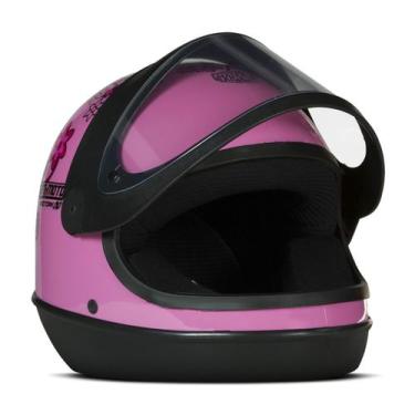 Imagem de Capacete Fechado Moto Protork Feminino Sport Rosa Flores Tamanho 56 - 
