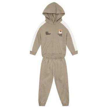 Imagem de Conjunto infantil em moletom peluciado de ursinho Brandili-Masculino