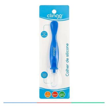 Imagem de Colher Infantil De Silicone Ponta Dupla Colors Azul Clingo