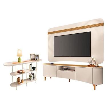Imagem de Rack Bancada Elara e Painel Armony Off White Cinamomo com Aparador Inf
