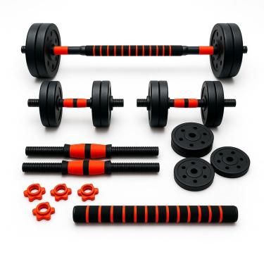 Imagem de Kit Halteres Ajustáveis 6 em 1 Barras e Anilhas Treino em Casa 10kg Consport