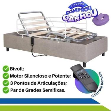 Imagem de Cama Hospitalar Elétrica Reclinável Bivolt com Controle Remoto - Pilat