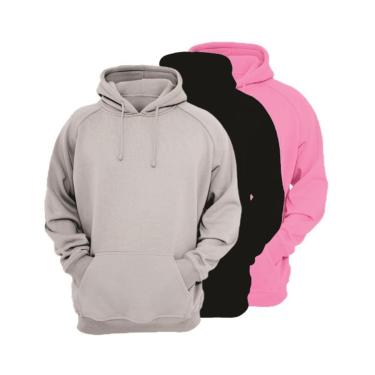 Imagem de Kit 3 Moletons Feminino Ragor Algodão Capuz Bolso Conforto-Feminino