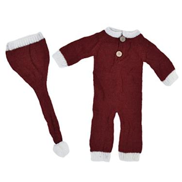 Imagem de Roupas fotográficas para recém-nascidos, fácil de limpar, conjunto de adereços de fotografia de bebê mohair respirável com chapéu para 0-2 meses para loja de fotografia para casa (chapéu + uma peça)