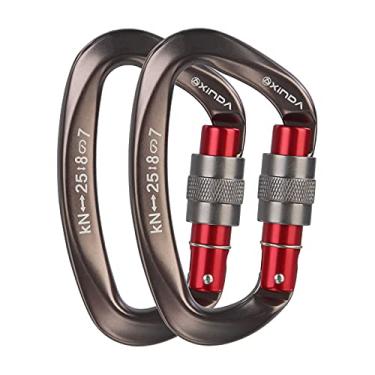 Imagem de XINDA – Bloqueio de mosquetão profissional para escalada, mosquetão resistente para escalada, montanhismo, rede, acampamento, equipamento externo, 2 pcs Gray