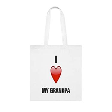 Imagem de Sacola I Love My Grandvo, para vovô, bolsa de ombro para vovô, bolsas reutilizáveis para vovôs, presente para vovô de netinhos s, Branco