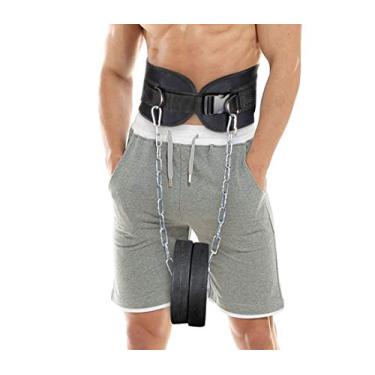 Imagem de HemeraPhit Cinto de puxar com peso para mergulho com corrente anel duplo em D para halterofilismo e suporte nas costas cinto para equipamento de ginástica em casa (com fivela de plástico)