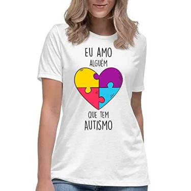 Imagem de Camiseta eu amo alguém que tem autismo camisa amor inclusão Cor:Branco;Tamanho:GG