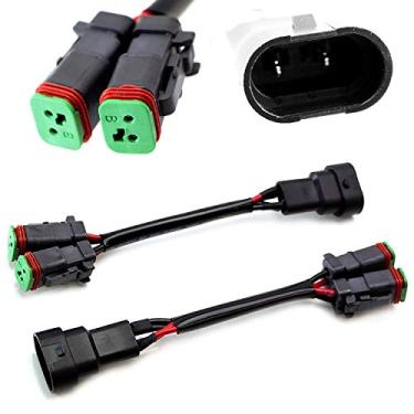 Imagem de iJDMTOY (2) saídas duplas em formato de Y 9145 H10 9006 para Deutsch DT DTP adaptadores divisores de conectores, compatível com lâmpadas de LED duplas, barra de luz LED, lâmpadas de trabalho de LED, luzes de neblina, etc.