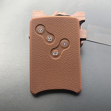 Imagem de YJADHU Capa de borracha de silicone para chave de carro Shell 4 botões, apto para cartão cênico Renault Clio Logan Megane 2 3 Koleos, marrom