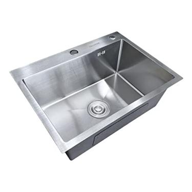Imagem de Cuba Pia Inox Prata Quadrada Cozinha Gourmet 60cm + Kit