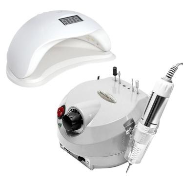 Imagem de Kit Cabine Sun 5 E Motor Nail Drill Porquinho Lixa Eletrica