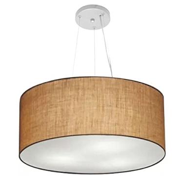 Imagem de Lustre Pendente Cilíndrico Cúpula Tecido 50x25 cm, Vivare Iluminação, Pendente4188 LP, Palha, Médio