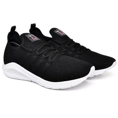 Imagem de Tênis Esportivo Masculino Caminhada Academia Feminino Esporte Leve Unissex Casual Sapatos Corrida Confortável Racer (Preto e Branco, BR, Adulto, Numérico, 38)
