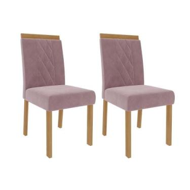 Imagem de Conjunto 2 Cadeiras Para Sala De Jantar Mdf Alice Cimol Marrom Rosa