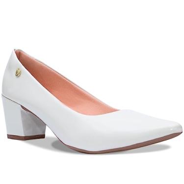 Imagem de Sapato Scarpin Feminino Salto Baixo Bloco Bico Fino R2.11 (Branco, BR, Adulto, Numérico, M, 37)