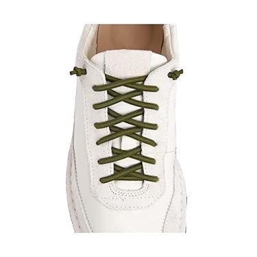 Imagem de VEILLEONG 2 pares de cadarços elásticos sem amarração para tênis, tamanho único para crianças e adultos, 2 pares, verde militar, 47" ( 120 CM )