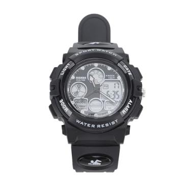 Imagem de Kids Watch,Waterproof Electronic Watches Alarm Clock Dual Movement Soft PU Strap LED Watch for Children (Black)