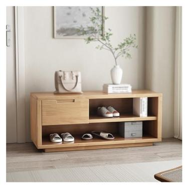 Imagem de Prateleira de sapatos banco de armazenamento de sapatos, banco de sapatos de entrada com gavetas, banco de madeira para entrada, organizador de sapateira para entrada e corredor sapateira empilhável