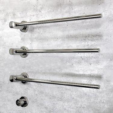 Imagem de Toalheiro aquecedor de parede elétrico inteligente aquecimento constante toalheiros 304 haste de aço inoxidável para banheiro, cinza, 568 mm