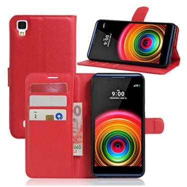 Imagem de Capa para LG X Power, capa carteira flip de couro PU premium com compartimento para cartão, suporte e fecho magnético [capa interna de TPU à prova de choque] Compatível com LG X POWER