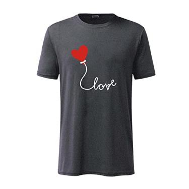Imagem de Camiseta divertida de Dia dos Namorados para homens e mulheres para homens e mulheres combinando para o dia dos namorados para casal, Cinza escuro (unissex), GG