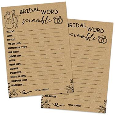 Imagem de Jogo de misturar palavras nupcial, 30 cartas de jogo de chá de panela de casamento misturado, ideias de jogos de chá de casamento rústico, atividade para chá de panela, despedida de solteira ou festa