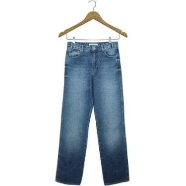 Imagem de Calça Calvin Klein Jeans Straight Bordado Azul Feminina-Feminino