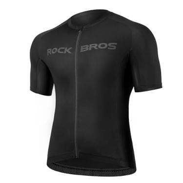 Imagem de ROCKBROS Camisa de ciclismo masculina de manga curta, ultra respirável, secagem rápida, mountain bike, camiseta de ciclismo, Preto, M