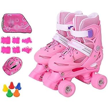 Imagem de Patins quádruplos ajustáveis ​​de 4 rodas para crianças, adultos, crianças, meninos, meninas, botas, iniciantes