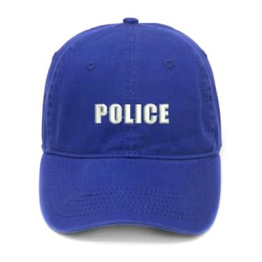 Imagem de L8502-LXYB Boné de beisebol masculino bordado polícia algodão lavado, Azul, 7 1/8