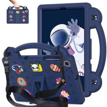 Imagem de AKABEILA Compatível com Samsung Galaxy Tab A 10.1 (2019)/Lenovo Tab M10 HD 2ª geração/Tab K10/M10 Plus 10,3 polegadas, capa infantil com alça de ombro e alça de suporte, azul marinho