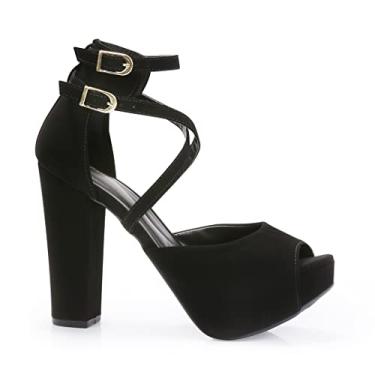 Imagem de Sandália Modarpe Meia Pata Salto Alto Feminina M11 Cor:Preto;Tamanho:34