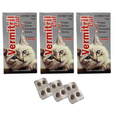 Imagem de Vermitril Gatos - Anti Pulgas, Carrapatos, Vermes, Sarnas 12 Comprimidos mastigáveis (3)
