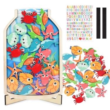 Imagem de Pote magnético de recompensa para crianças, pote de incentivo animais marinhos sala de aula pote de recompensa com adesivos sala de aula estudantes treinamento penico, pote de recompensa magnético