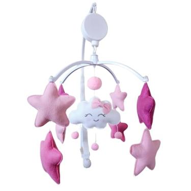 Imagem de Móbile Musical Giratório Chuva de Amor, Rosa, Nuvem, Berço do Bebê