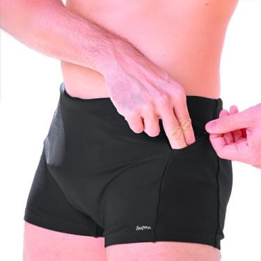 Imagem de Sunga Boxer Bolso Lateral Zíper Masculina Cadarço Tradicional Logo Est