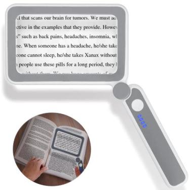 Imagem de Lupa De Mão Quadrada 3,5x Recarregável Com Indicador De Bateria Possui