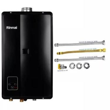 Imagem de Aquecedor De Água a Gás Rinnai E33 FEH 33 Litros BLACK Gás GLP + Kit L